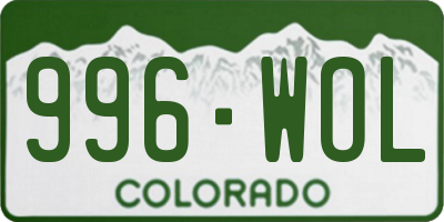 CO license plate 996WOL