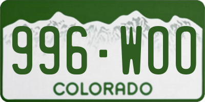 CO license plate 996WOO