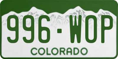 CO license plate 996WOP