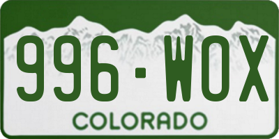 CO license plate 996WOX