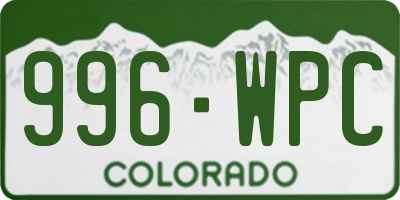 CO license plate 996WPC