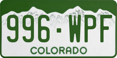 CO license plate 996WPF