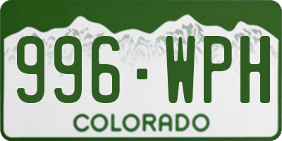 CO license plate 996WPH