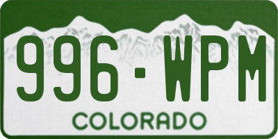 CO license plate 996WPM