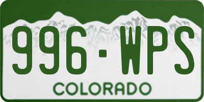 CO license plate 996WPS