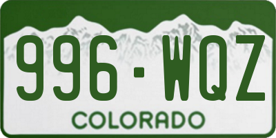 CO license plate 996WQZ