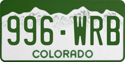 CO license plate 996WRB
