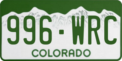 CO license plate 996WRC