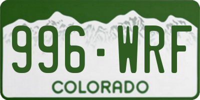 CO license plate 996WRF