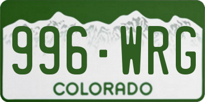 CO license plate 996WRG