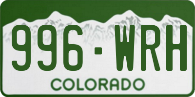 CO license plate 996WRH