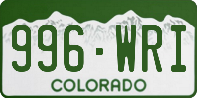CO license plate 996WRI