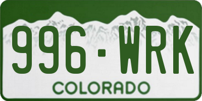 CO license plate 996WRK