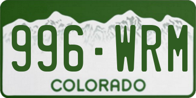 CO license plate 996WRM