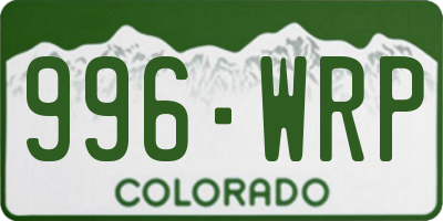 CO license plate 996WRP