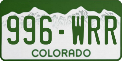 CO license plate 996WRR