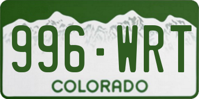 CO license plate 996WRT