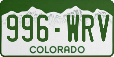 CO license plate 996WRV