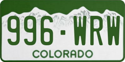 CO license plate 996WRW