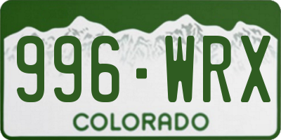 CO license plate 996WRX