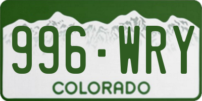 CO license plate 996WRY