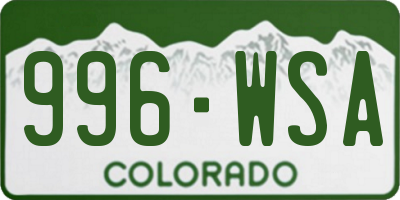CO license plate 996WSA