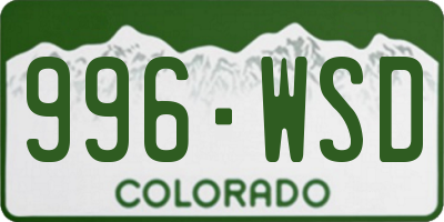 CO license plate 996WSD
