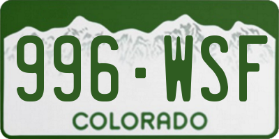 CO license plate 996WSF