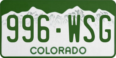 CO license plate 996WSG