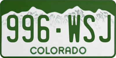 CO license plate 996WSJ