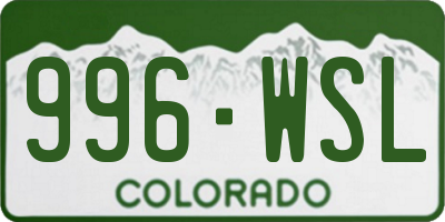 CO license plate 996WSL