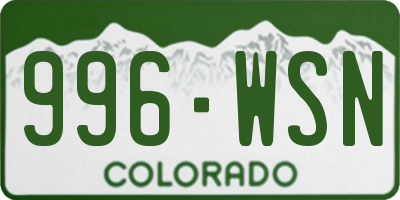 CO license plate 996WSN