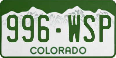 CO license plate 996WSP