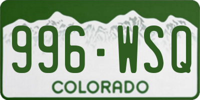 CO license plate 996WSQ