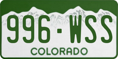 CO license plate 996WSS