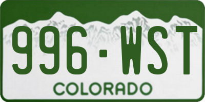 CO license plate 996WST