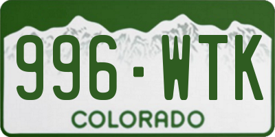 CO license plate 996WTK