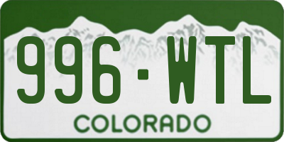 CO license plate 996WTL
