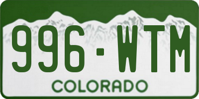 CO license plate 996WTM