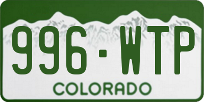 CO license plate 996WTP