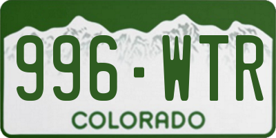 CO license plate 996WTR