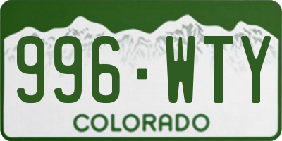 CO license plate 996WTY