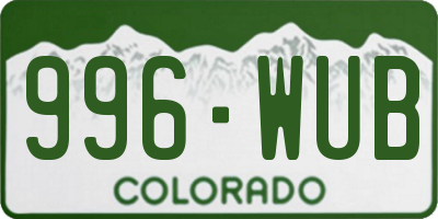 CO license plate 996WUB