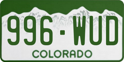 CO license plate 996WUD