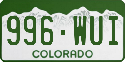 CO license plate 996WUI