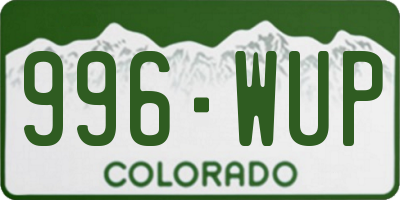 CO license plate 996WUP