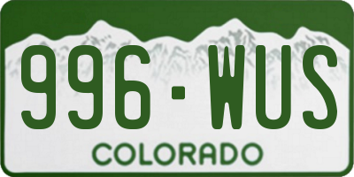 CO license plate 996WUS