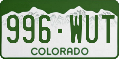 CO license plate 996WUT