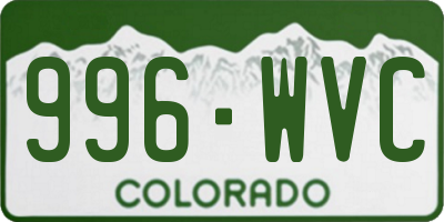 CO license plate 996WVC