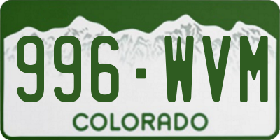 CO license plate 996WVM